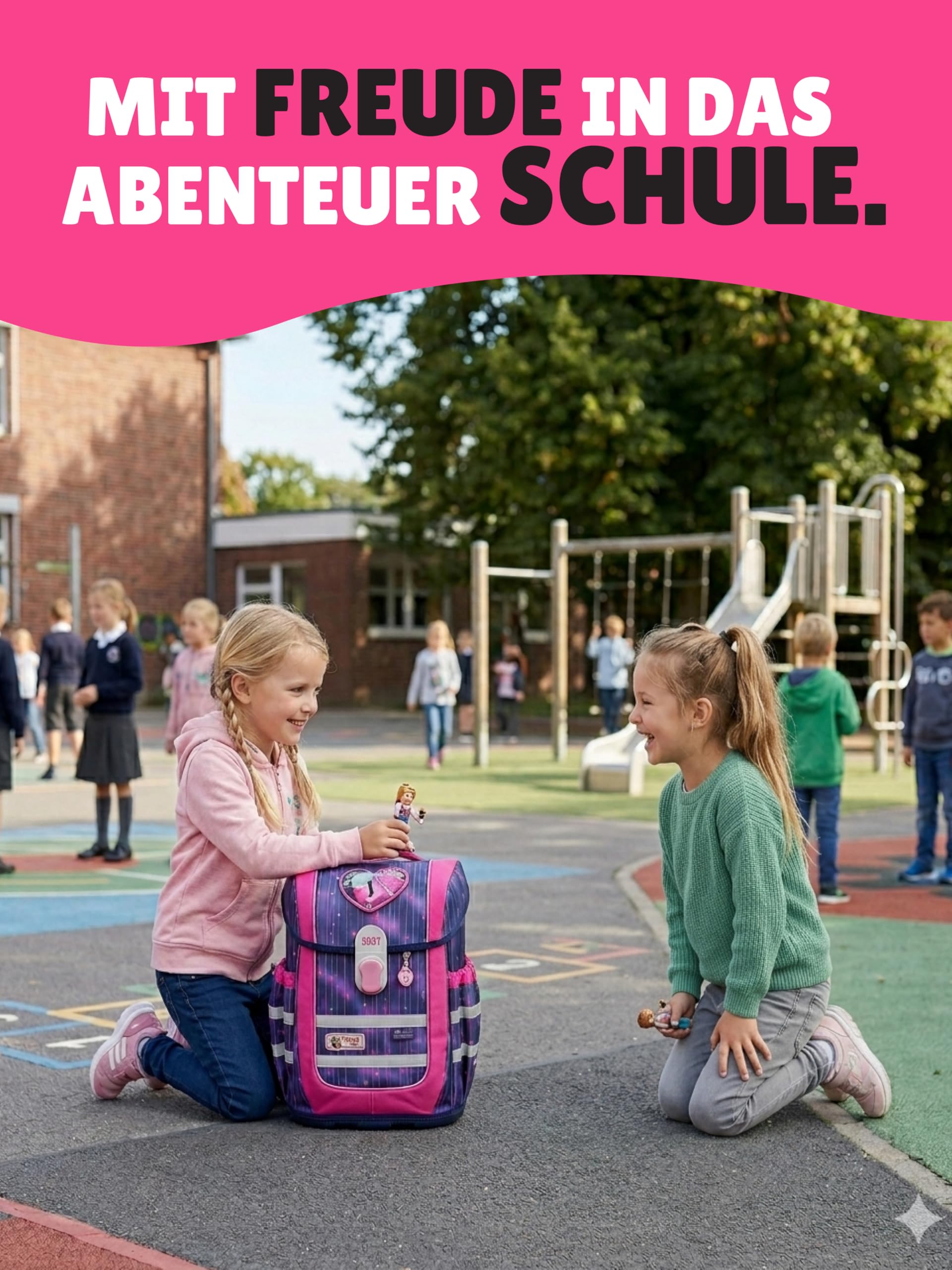 Familando - McNeill Ergo Complete Schulranzen Set - 10-teilig mit Schultüte - Pearl mit Herz Schloss - Ergonomisch & 3-Fach verstellbar - 1150g leicht mit 20L Volumen & Reflektoren - ab 1. Klasse