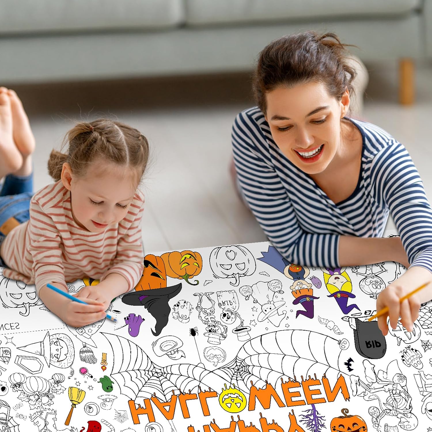 Halloween Giant Coloring Tablecloth Poster for Kids-Halloween Crafts Party Games for Kids-72x32inches Large Coloring Poster,Classroom Party Favors Activities Games for Teens image 5