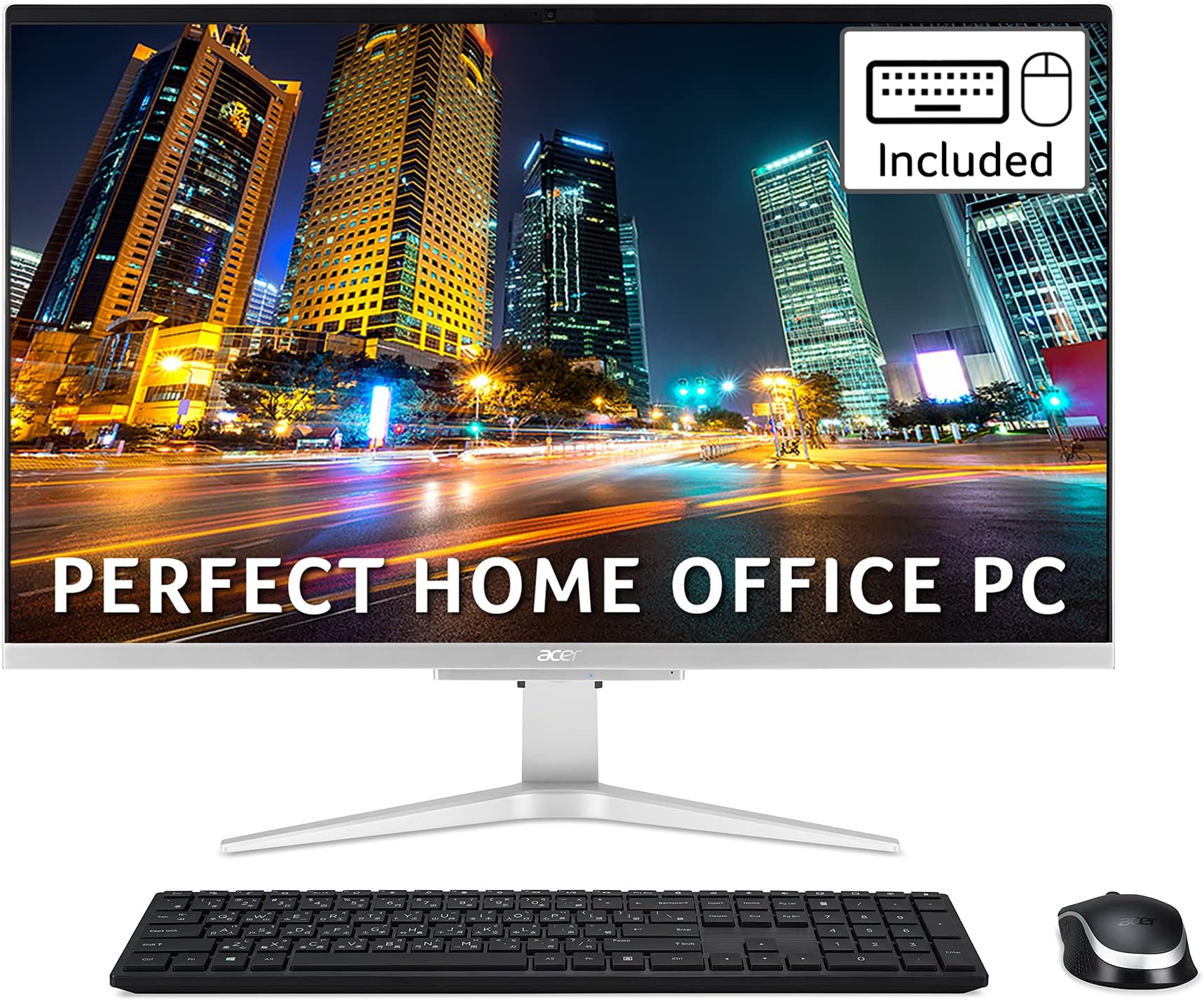 Aspire C27-1655 All-in-One PC - (Intel Core i5-1135G7, 8 GB, 1 TB HDD and 256 GB SSD, NVIDIA MX330, 27 inch Full HD Display, Wireless Keyboard and Mouse, Windows 10, Silver)