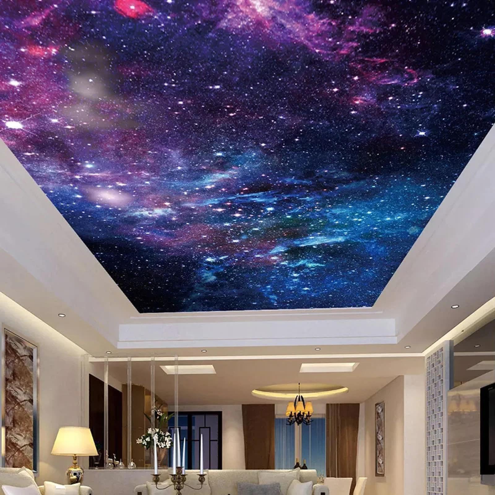Piękna Galaxy Starry Sky Sufit 3D Fototapeta Samoprzylepna PVC Nadaje się do salonu Biura Sypialnia Pokój dziecięcy Dekoracja domu