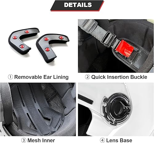 Miniatura 4 de Casco de motocicleta abierto para adultos 34, con doble visera, para moto, scooter, ebike, ciclomotor, para hombres y mujeres, aprobado por el DOT