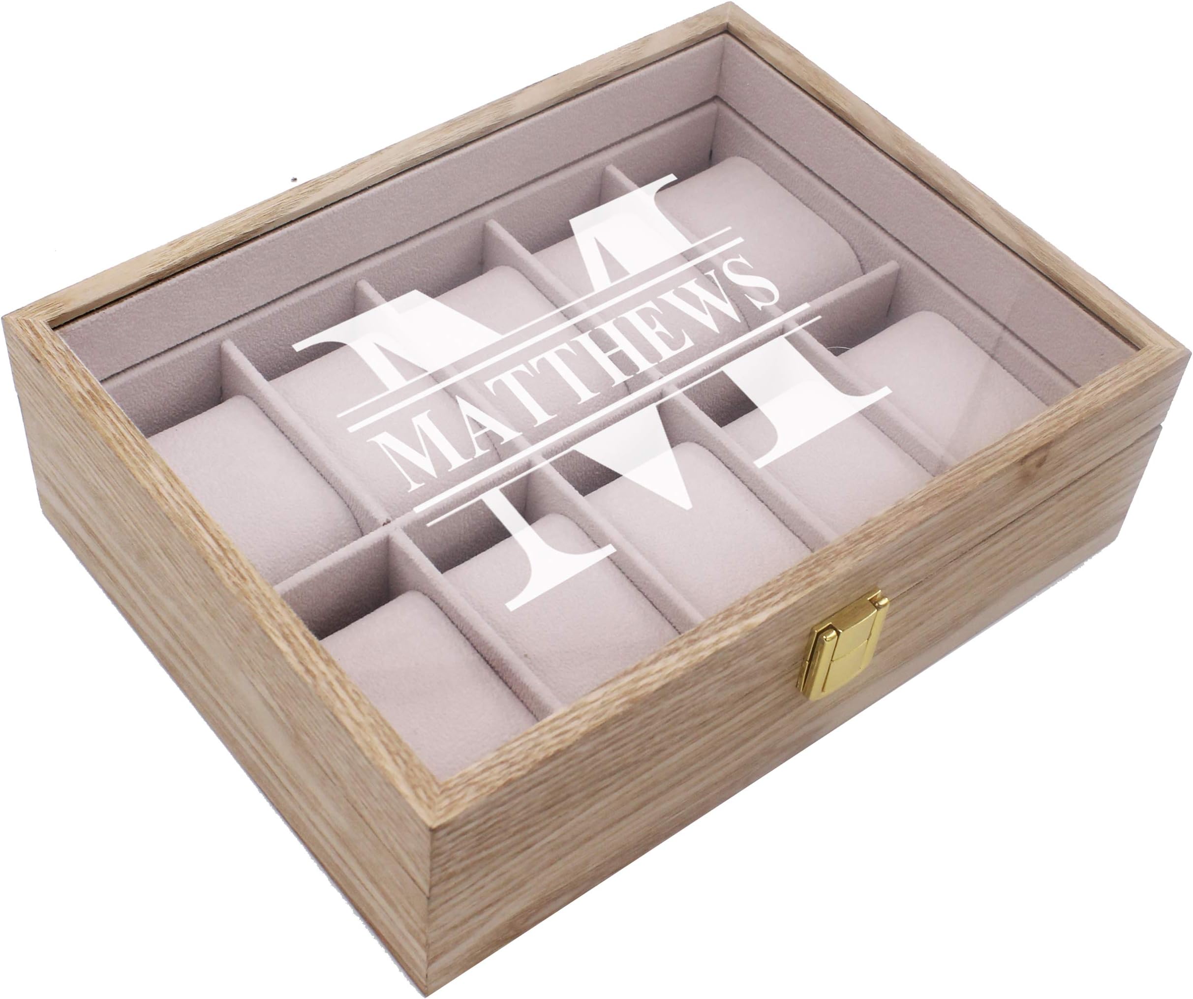My Personal Memories Custom Personalized Watch Storage Box Case - Name Initial - Groomsmen Fathers Day Gift - Engraved (Distressed Wood)