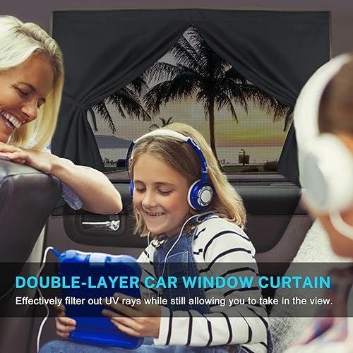 Miniatura 3 de Parasol magnético de doble capa para ventana de automóvil, 2 unidades, para ventanas laterales, cobertura completa, opciones de media sombra,