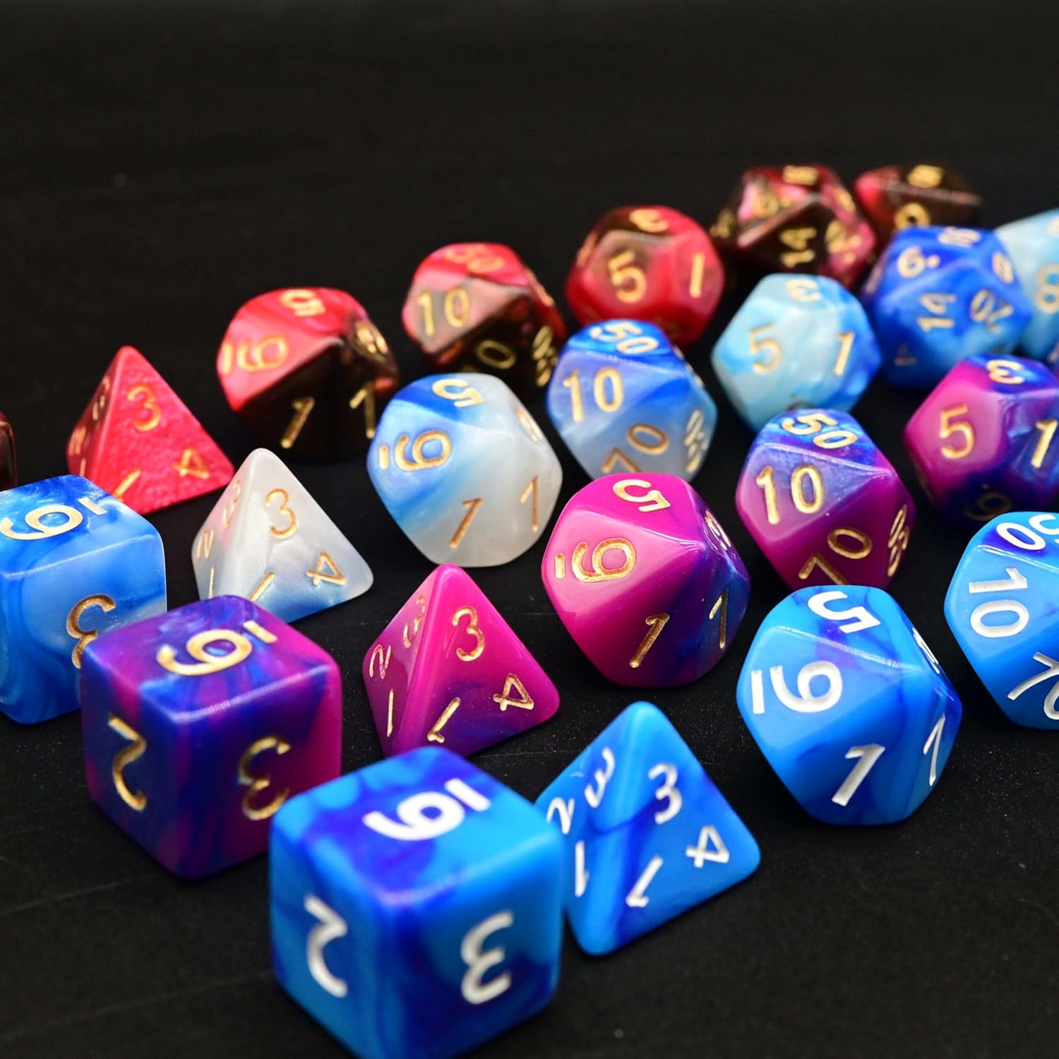 Dungeons and Dragons Role Playing Dice, D&D Dice, Set DND Dice, Polyhedral Dice with Metal Box, D&d Dice Set with Box (Blue-Purple)