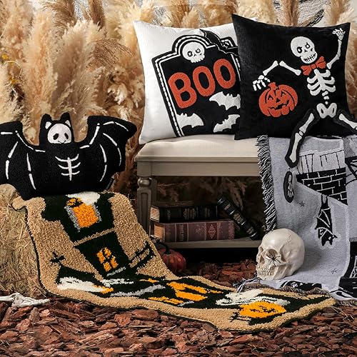 Miniatura 5 de Phantoscope Alfombra con forma de casa embrujada, tapete suave para puerta delantera, antideslizante, tapete decorativo gótico de Halloween para