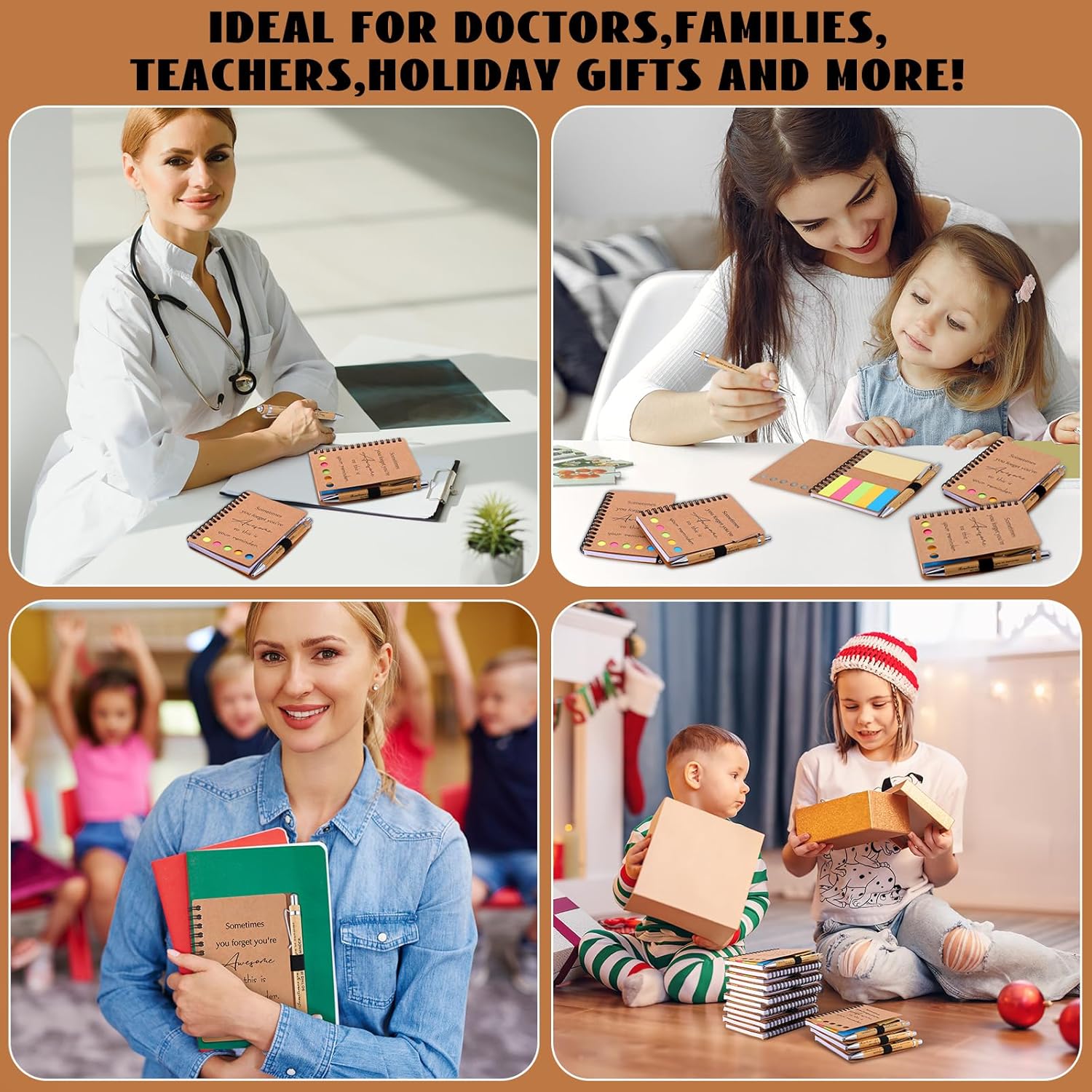 20 Sets Employee Appreciation Gifts Encouragement Inspirational Spiral Notebooks with Sticky Notes Notepads Thank You Bamboo Ballpoint Pens for Nurse Coworker Teacher (SOMETIMES)