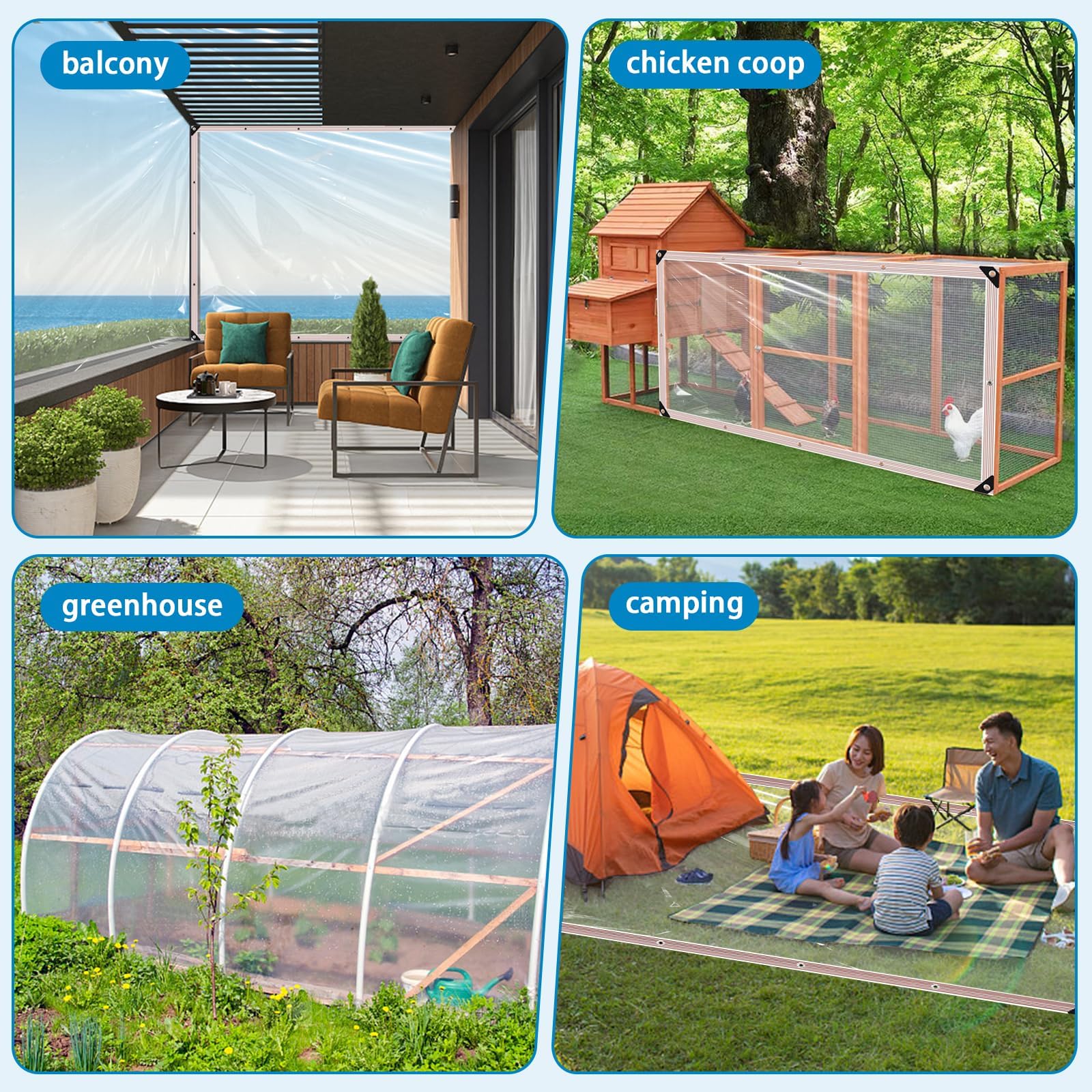Welacymet Clear Vinyl Tarp 7x8ft,10 Mil UV Resistant Waterproof Cover