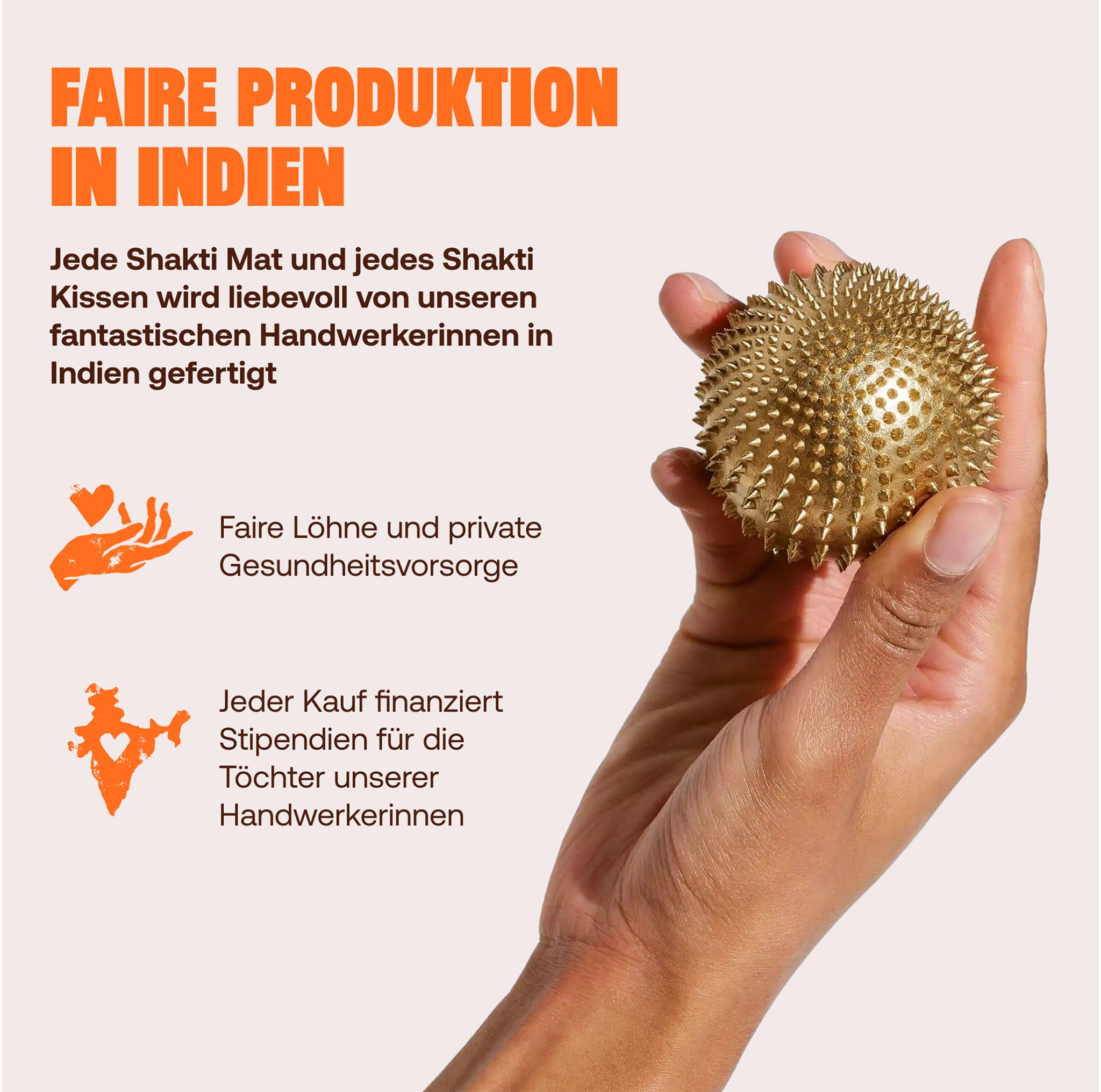 ShaktiMat [Das Original seit 2007] Spiky Ball - Igelball für intensive Akupressur und Massage - Faire Produktion - Rollmatte und Ständer aus Naturkork - Regen die Durchblutung an & lösen Verspannungen