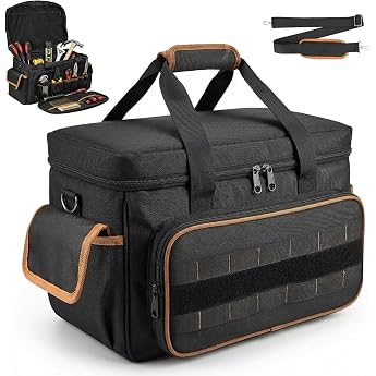 Werkzeugtasche Leer mit 19 Taschen - 43 x 25 x 27 cm gro e breite  ffnung