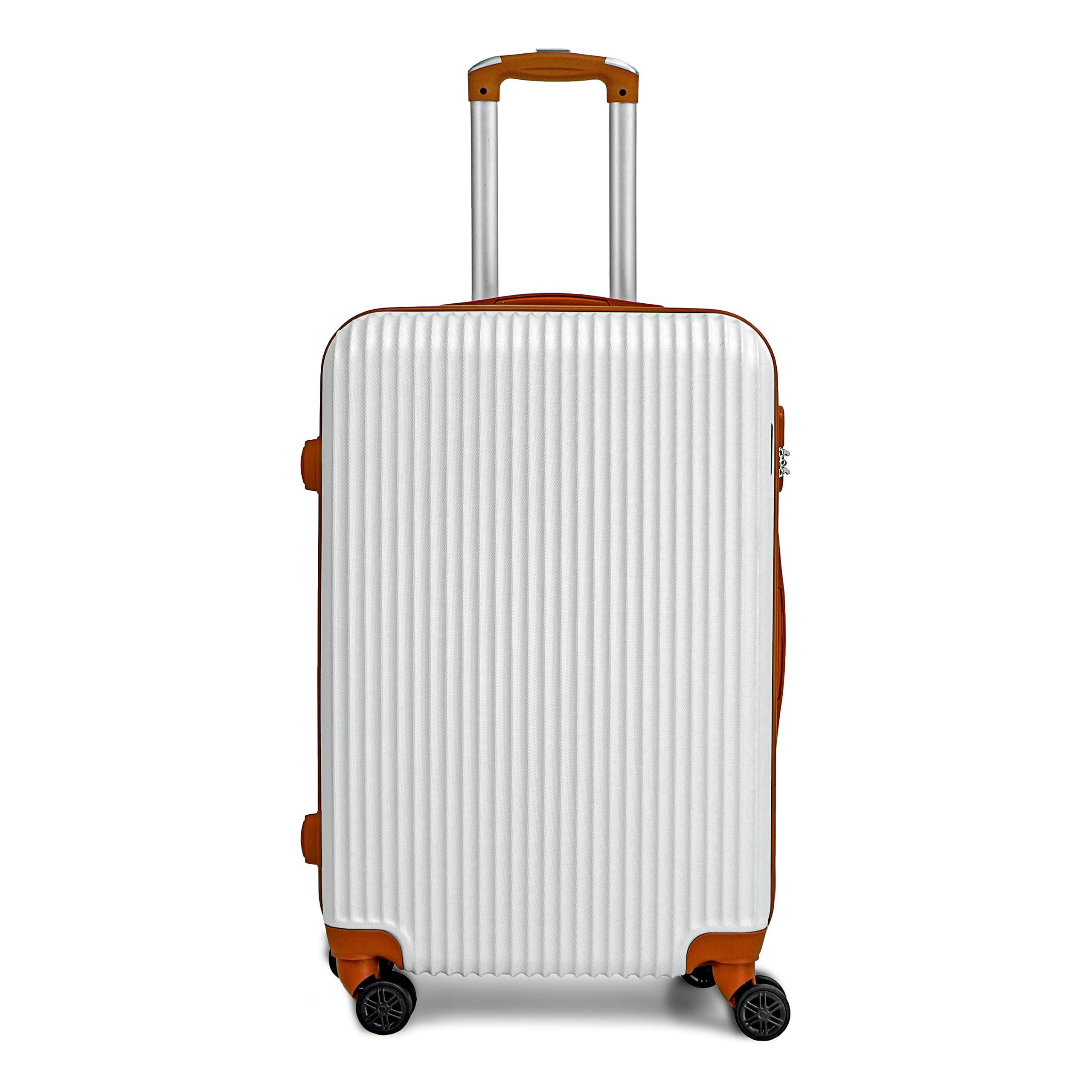 TAAZZMARTFOSANI Lightweight Cabin Suitcase | Hard Shell | 20'' Luggage | Aluminum Telescopic Handle | 4 Dual Spinner Wheels | 3 Digit Combination Lock (White, Cabin 20'')
