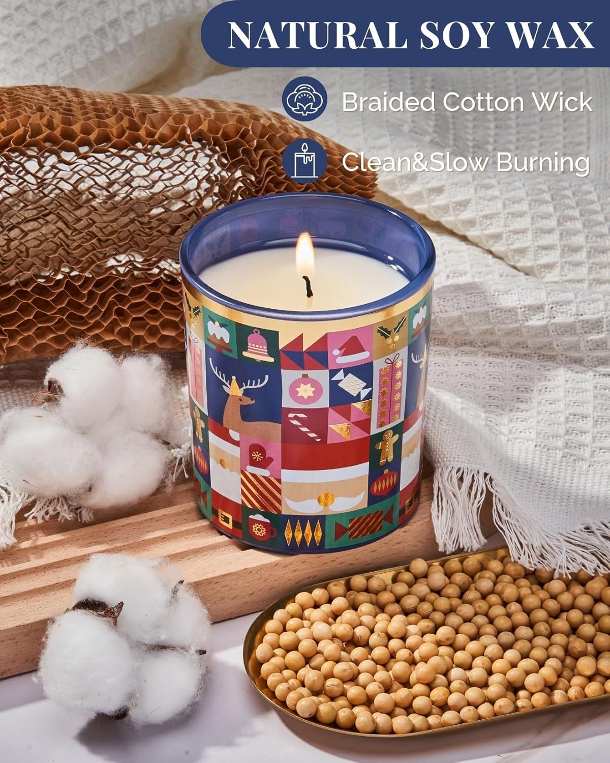 M&SENSE Magic Christmas Soy Candle for Home, Soy Wax 9.9oz 55 Hours Clean Non Toxic Slow Burn, Relaxing Cozy Winter Candles for Stress Relief, Christmas Scented Gift for Holiday Celebration - Image 3