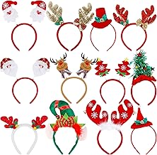 KatchOn, Christmas Headbands for Adults - Pack of 12 | Funny Christmas Headbands for Kids | Reindeer Antlers Headband | Christmas Party Favors, Christmas Headwear | Christmas Accessories for Adults
