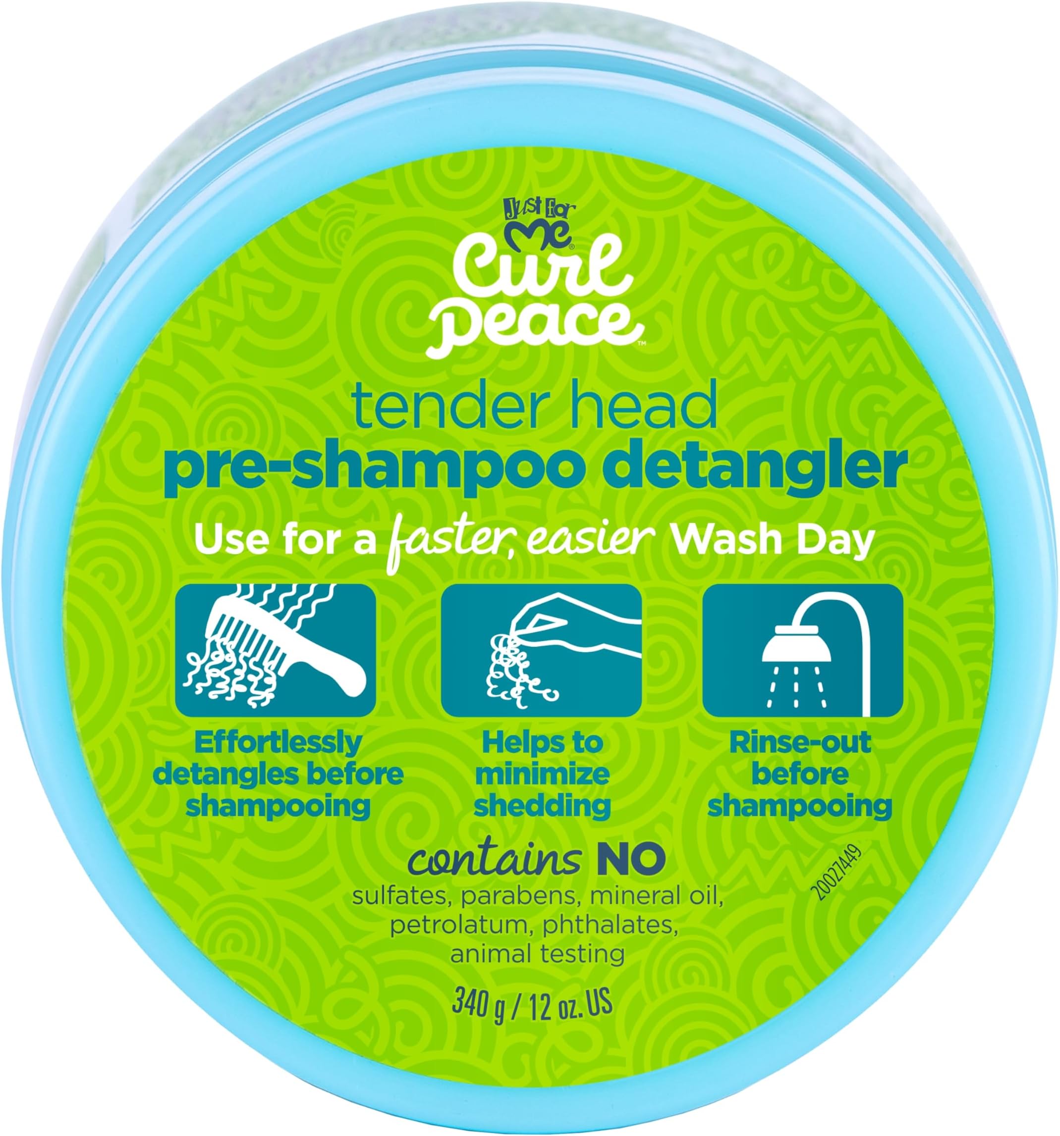 Curl Peace Tender Head Detangling Treatment - Rinses Away Knots, Pre-Wash, Post-Styling, Contains No Parabens, Sulfates, Mineral Oil, Petrolatum, or Animal Testing, 12 oz