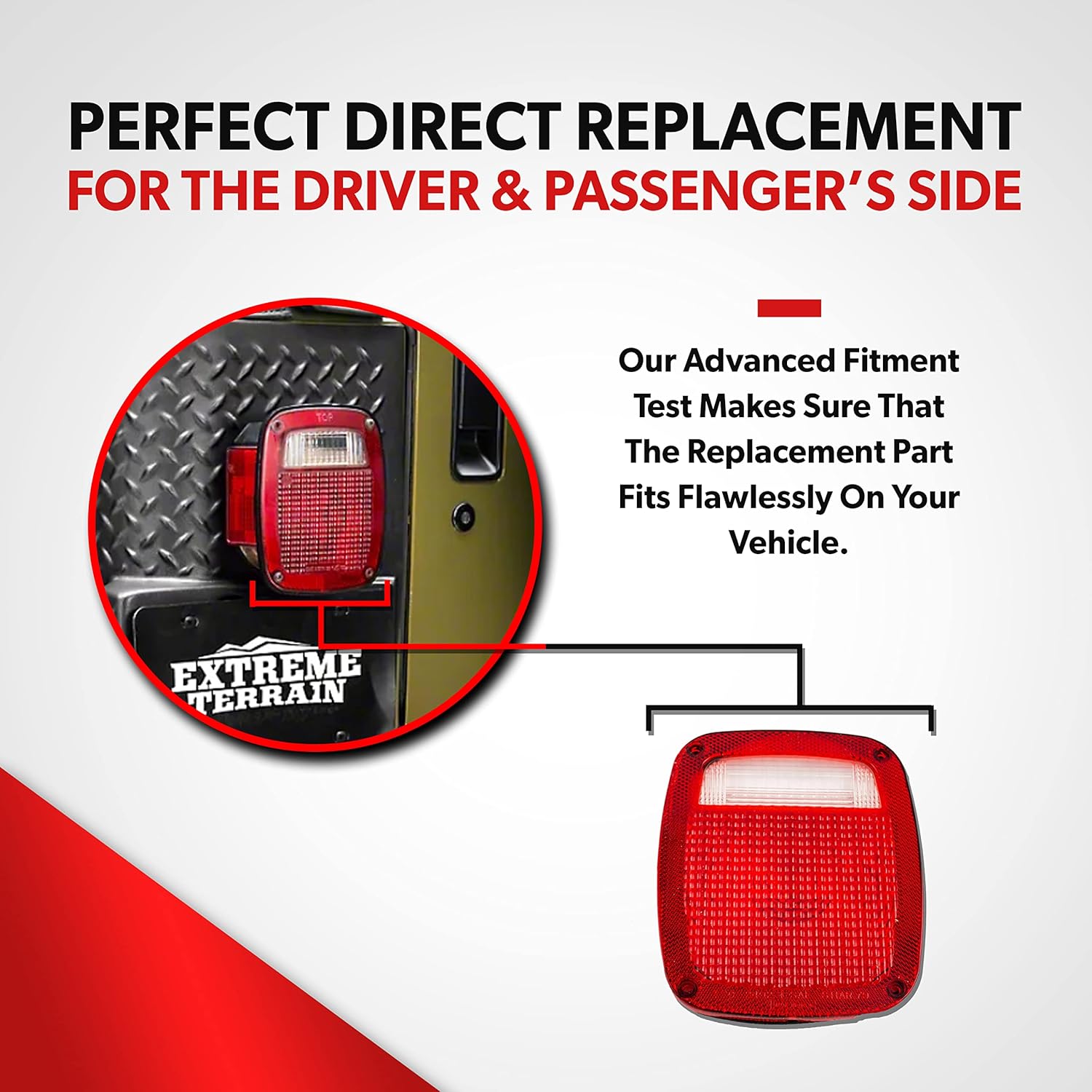 For 1987-2006 Jeep Wrangler Tail Lights - OEM Jeep Wrangler TJ Tail Light Lens Pair Set Replacement - Jeep TJ Tail Light Covers Lenses