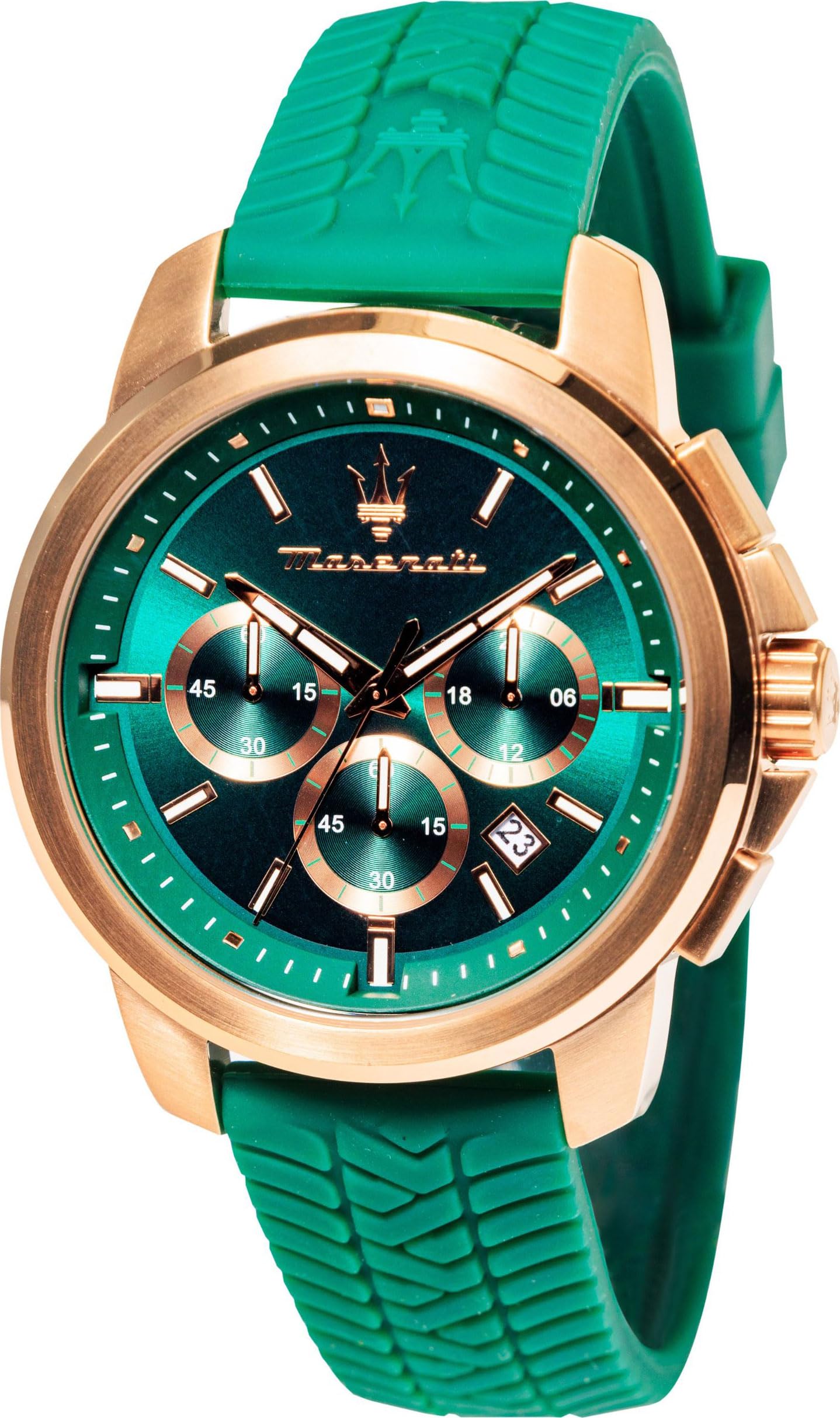 Maserati Rubber Lifestyle Chronograph Date Analog Dial Color Green Mens Watch - R8871621038 (B0CLRL5PP7) Amazon Price History, Amazon Price Tracker