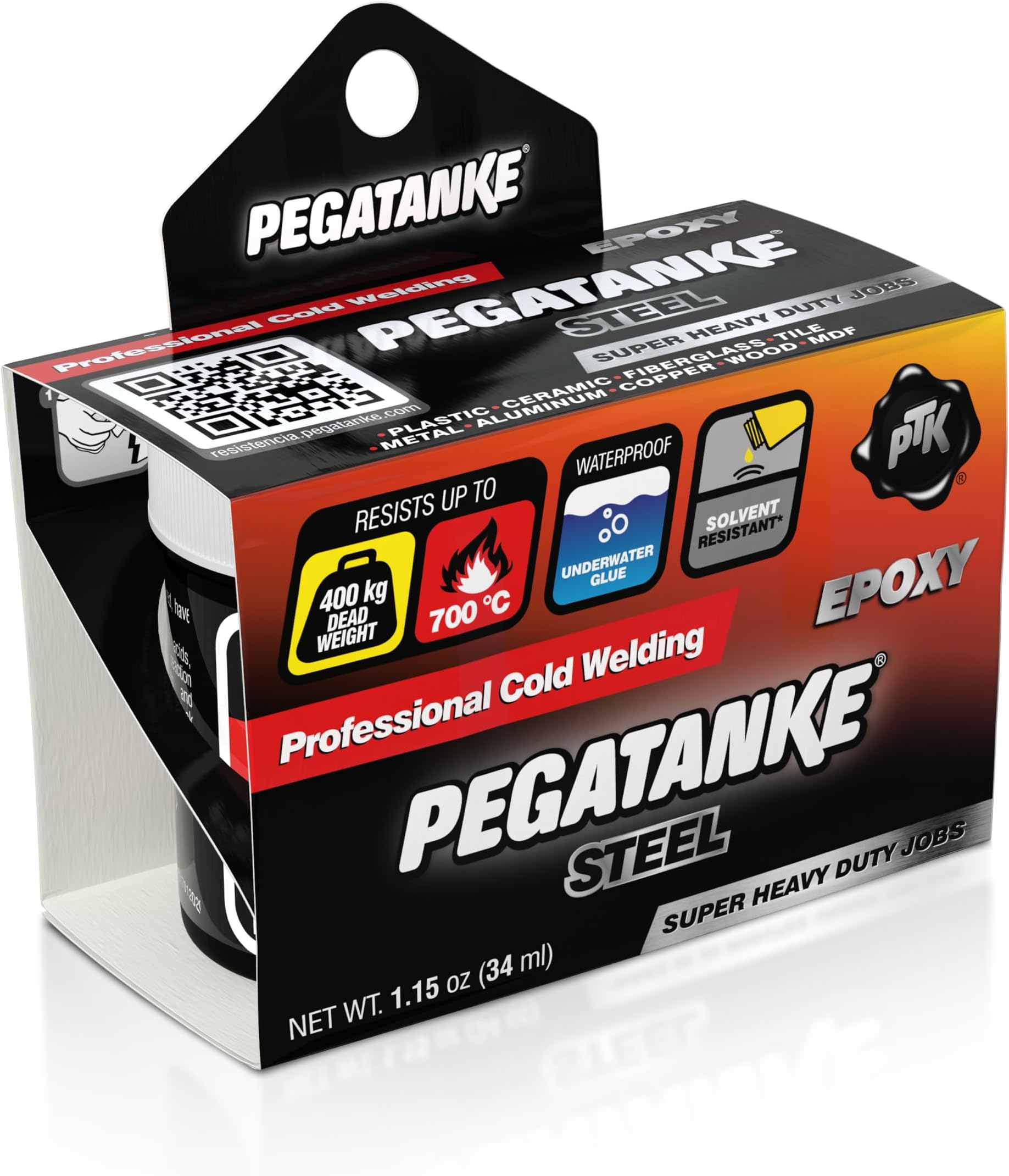 Steel 2 Part Epoxy Resin | Professional Cold Weld Adhesive | High Strength Liquid Metal Glue | General Repair & Plastic | High Temperature Epoxy for Cold Welding Waterproof Bonds (1.15 oz)