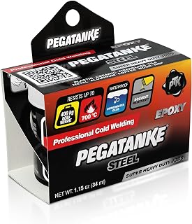 PEGATANKE - Steel 2 Part Epoxy Resin | Professional Cold Weld Adhesive | High Strength Liquid Metal Glue | General Repair & Plastic | High Temperature Epoxy for Cold Welding Waterproof Bonds (1.15 oz)