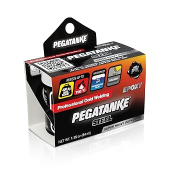 PEGATANKE - Steel 2 Part Epoxy Resin | Professional Cold Weld Adhesive | High Strength Liquid Metal Glue | General Repair & Plastic | High Temperature Epoxy for Cold Welding Waterproof Bonds 1.15 oz