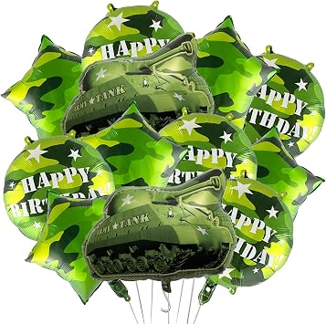 10Pcs الجيش الدبابات التمويه حزب البالونات الجيش دبابات رقائق بالونات للجيش التمويه تحت عنوان عيد ميلاد الطفل دش حزب زينة الإمدادات