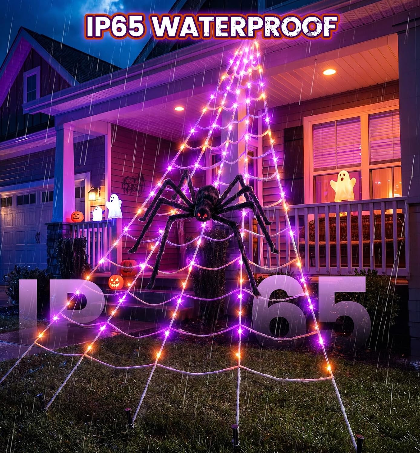 Upgrade Halloween Spider Web Decorations Outdoor + 59" Giant Spider Décor thumbnail