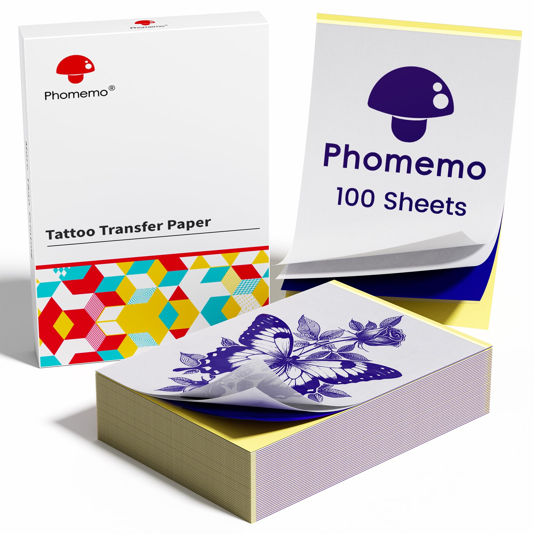 Lot 100 Feuilles Papier Transfert Tatouage A4 – Papier Pochoir 4 Couches Pour Imprimante Thermique Phomemo
