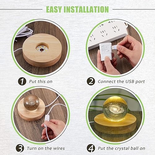 Miniatura 4 de Honoson Base iluminada de madera para pantalla LED de madera, base iluminada para arte de cristal, base iluminada para arte de vidrio, base
