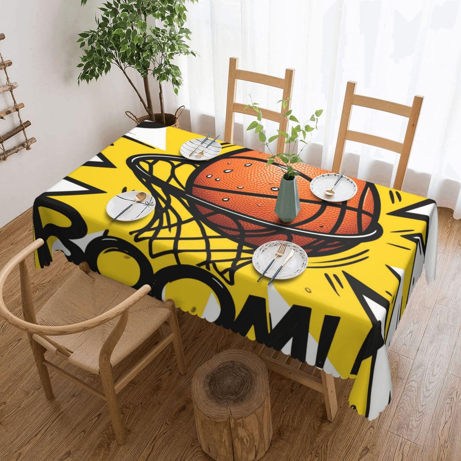 FekiLoot Rectangle Tablecloth 54 X 72 Inch, Classic Stain ‎Resistant Table Cloth Reusable Washable Table Cover Basketball Tabletop Decor for Kitchen Dining Party Indoor Outdoor Use
