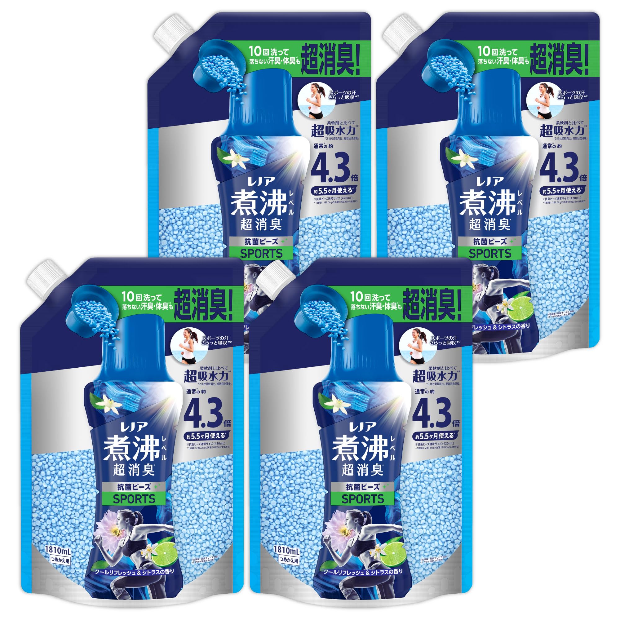 Amazon.co.jp: レノア 煮沸レベル超消臭 抗菌ビーズ SPORTS クール