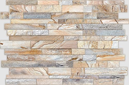 Retro-Art - Paneles de pared 3D paquete de 5 piedra de mármol en gris marrón beige PVC 383 x 254 pulgadas cubre 338 pies cuadrados 537SM