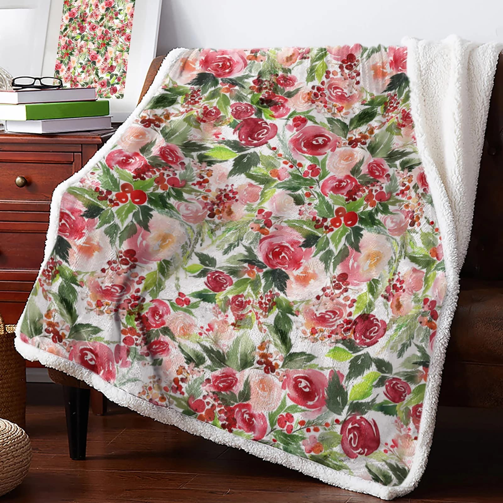 Spring Texture Watercolor Flower Hydrangea Home Bed Blanket Sofa Winter Warm Duvet Cover (Color : A, Size : 150x200cm) (A 125x150cm)