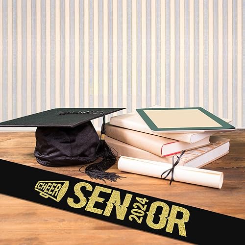 Miniatura 5 de SGKUED - 10 bandas para adultos mayores 2024, banda de satén negro para personas mayores 2024 con purpurina para animadora finalmente graduada, para