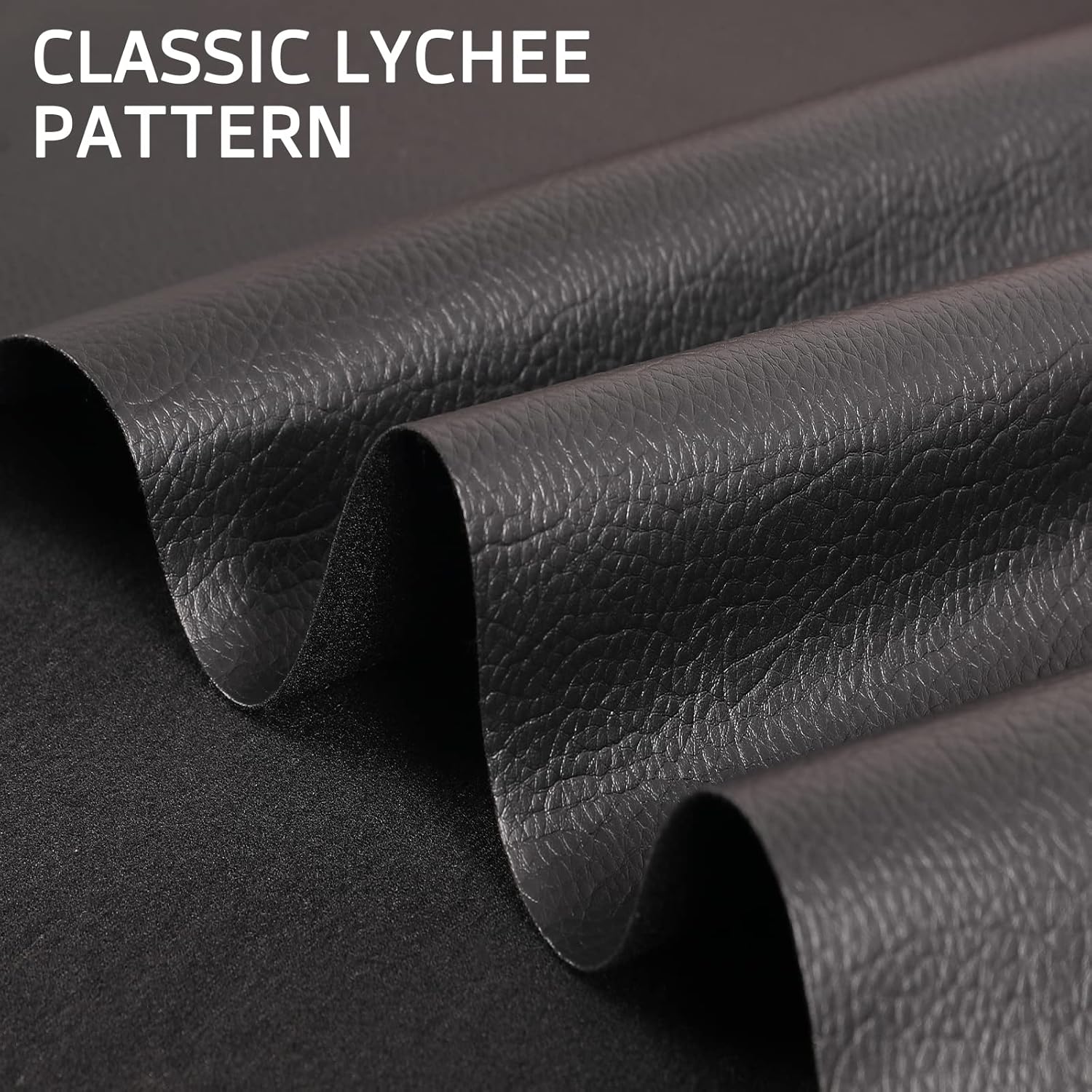 Faux Leather Vinyl Upholstery Fabric by The Yard 55" W Soft Synthetic Leather Material Sheets for Furniture Marine DIY Crafts Sewings, 3 Yards 108" Black