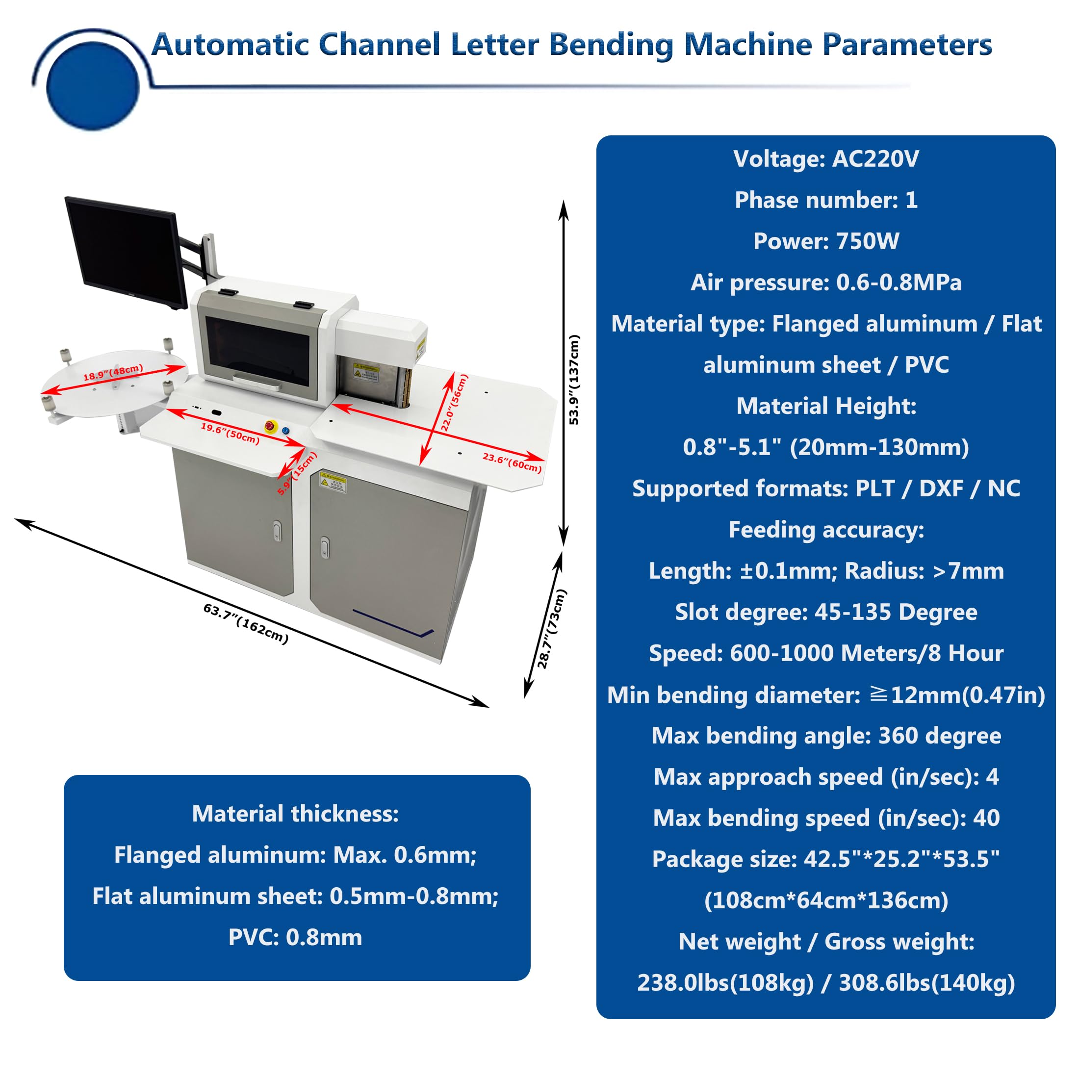 INTSUPERMAI Automatic Channel Letter Bending Machine, for Advertising Aluminum & PVC 3D Letter Dual-Axis Brass Roller CNC Bender with Real-Time Monitoring, Industrial Sign Fabrication Tool Bender 220V