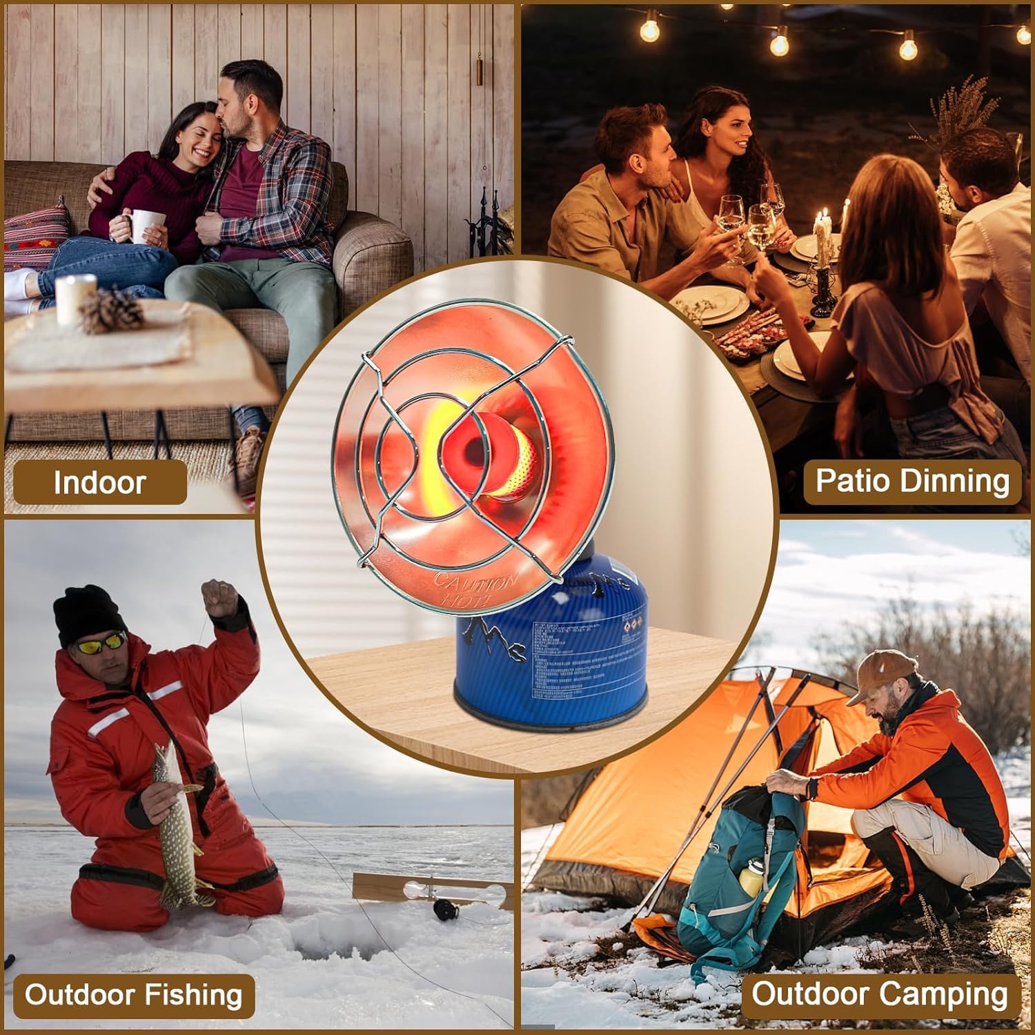 Uniflasy Tent Heater for Camping, 4,300 BTU 2 In 1 Propane and Butane Heater for Camping, Patio, Hiking, Fishing, Fast Heating, Gas Saving, Light Weight, Safe Heat for Winter, Ignition Assist