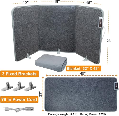 Miniatura 6 de Calentador de piernas plegable con manta suave, calentador de rodilla para patas debajo del escritorio, 235 W, calentador de espacio personal