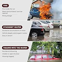 Vista 4 de LANBOUY Paquete de 2 herramientas de corte de cinturón de seguridad para romper ventanas de automóvil, martillo de vidrio, cortador de cinturón