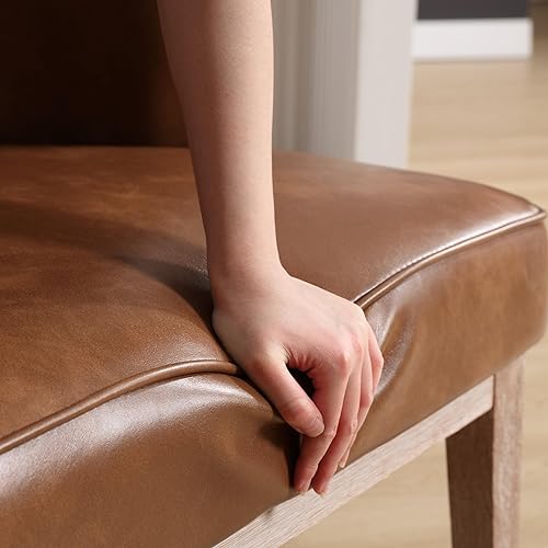 Miniatura 4 de Silla Accent Barrel, silla decorativa de piel sintética tapizada moderna para sofá individual con patas de madera, cómoda silla de club para