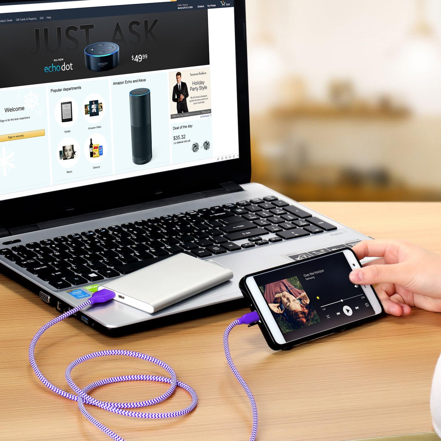 Micro Cords, Boxeroo 3-Pack Premium Nylon Braided Cable High Speed 10ft Micro USB Cable Nylon Cord Compatible with Android, Samsung, HTC, Sony, HP and More Smartphones, Tablets-Purple, Rose, Pink
