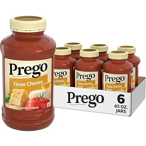 Prego Salsa de pasta de tres quesos, tarro de 45 onzas (caja de 6)