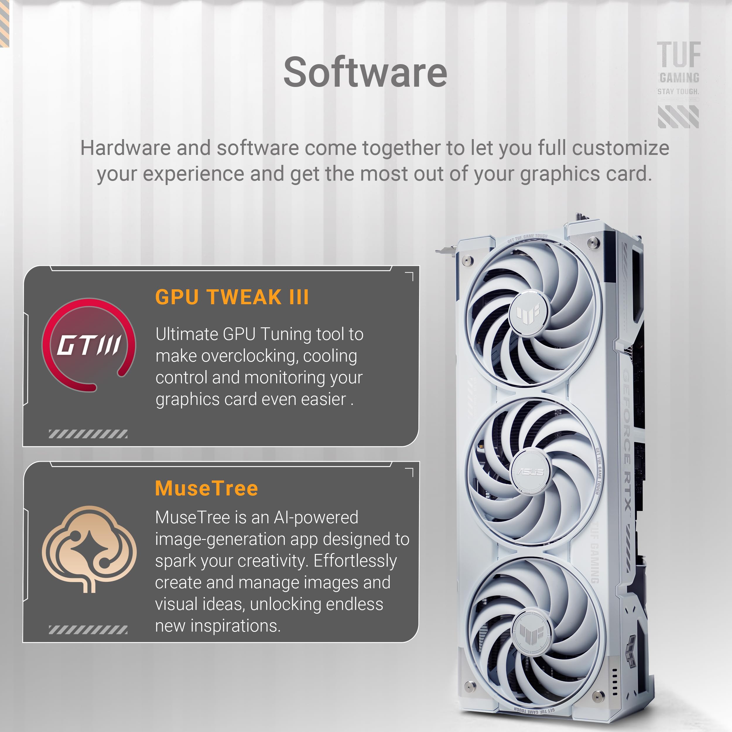 ASUS TUF Gaming GeForce RTX 5070 Ti 16GB GDDR7 OC Edition (Blanc) – Carte Graphique Gaming (PCIe 5.0, HDMI, Display 2.1, 3.125 Slot, Ventilateurs axiaux, revêtement Protecteur PCB)