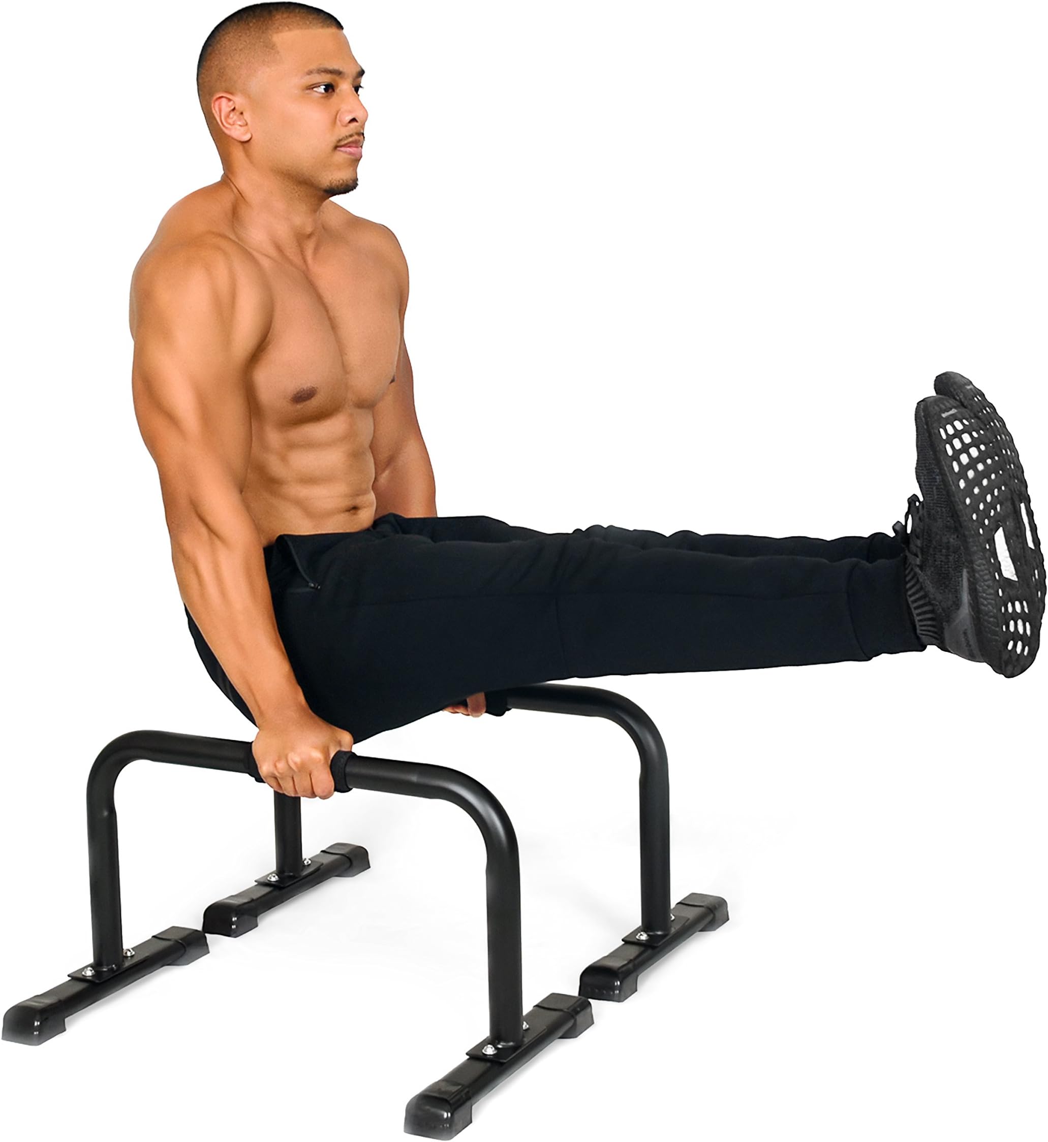 SIMPLEFITNESS Simple Fitness Steel Bar Parallettes—14x24 Inch—Non-Slip Feet and Attachable Foam Grip