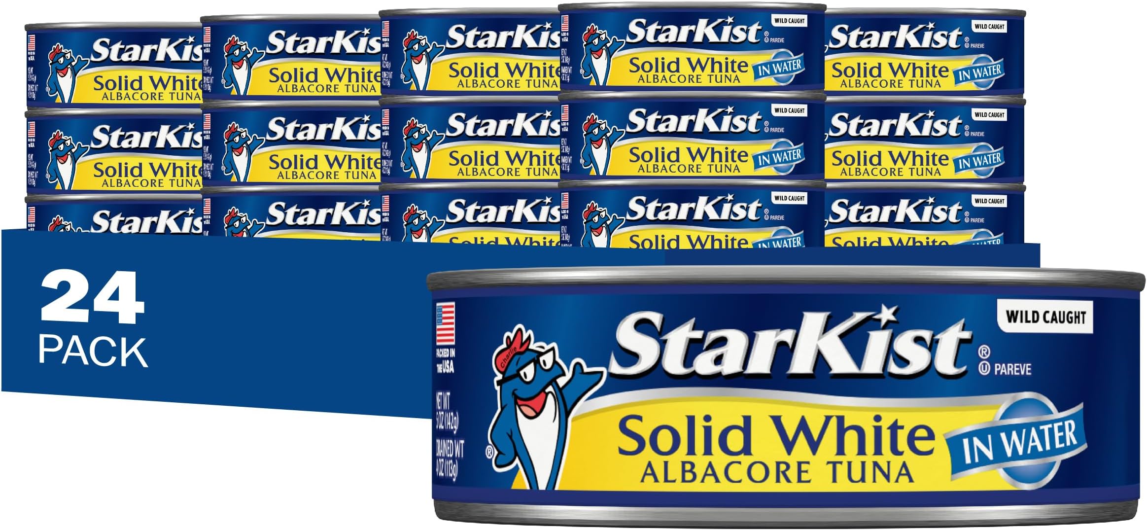 StarKist Solid White Albacore Tuna in Water, 5 oz (24 Pack) Canned Tuna Fish, Wild Caught, Gluten Free, Ready to Eat, Perfect for Salads, Keto Meals and Snacks, 26g Protein & 110 Calories Per Serving