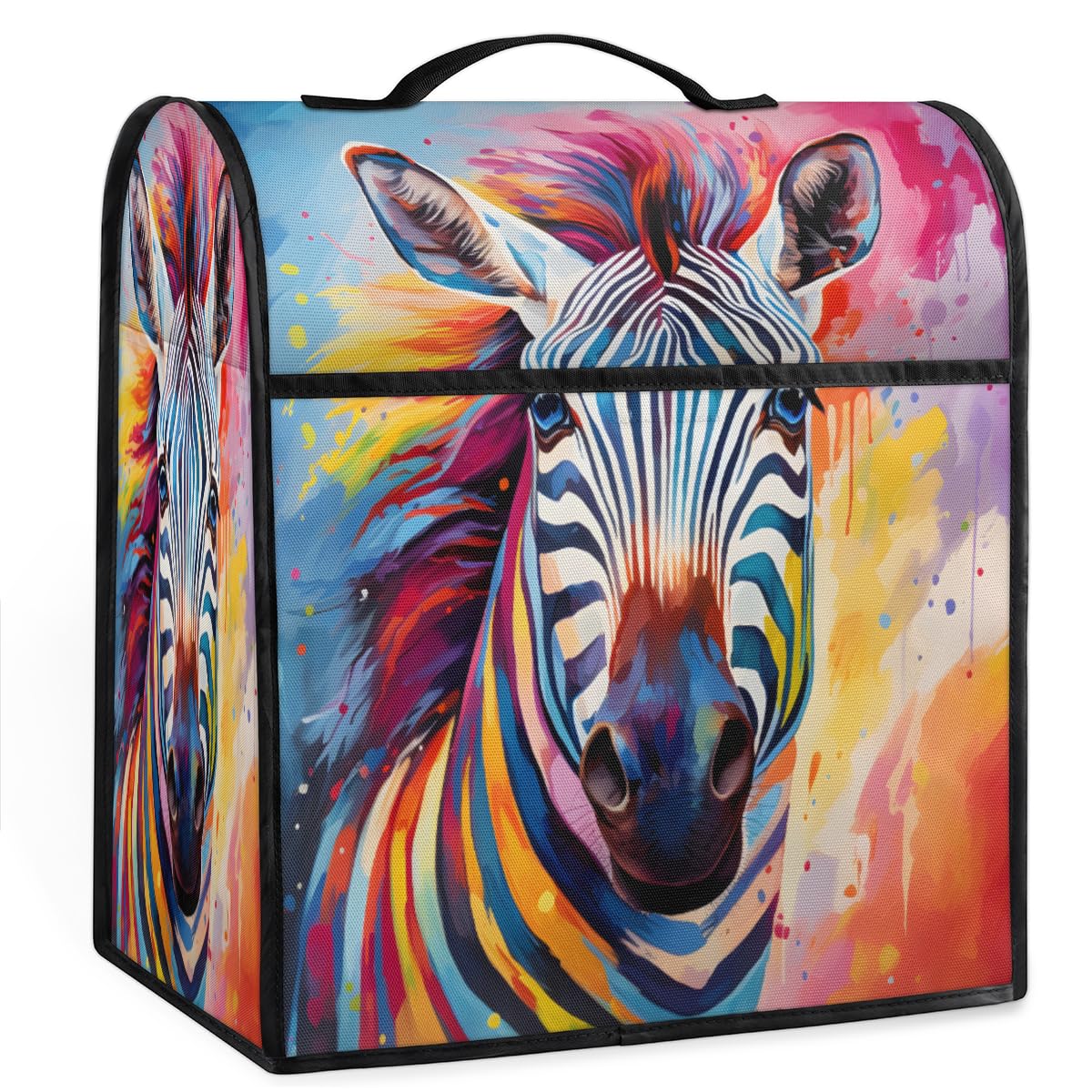 Coffee Maker Cover Colorful Zebra Kitchen Appliance Covers Small Appliance Covers Blender Cover Juicer Cover Dust Covers for Kitchen Appliances with Top Handle and Pockets,Washable,C924