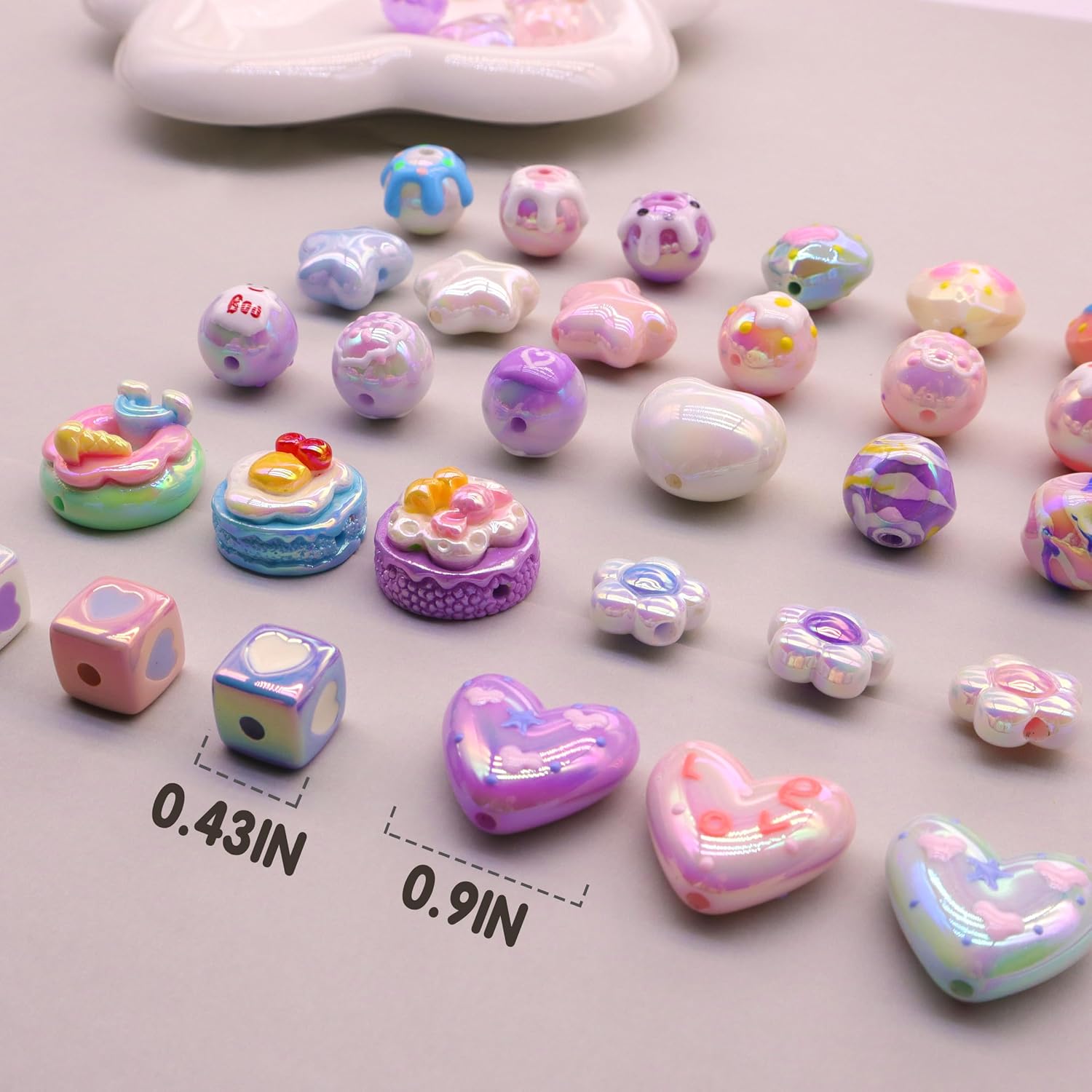 30 Pcs Candy Color Acrylic Beads, Colorful Hand-Painted Beads, Cute Plastic Loose Beads,DIY Hairpin Bracelet Cell Phone Jewelry Pendant, DIY Decorations Materials（Ice Cream） image 5