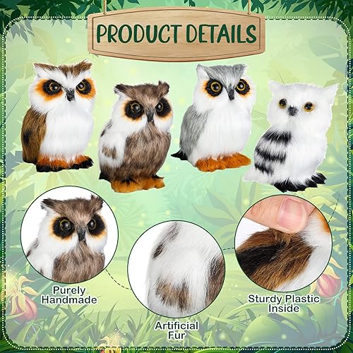 Miniatura 3 de HyDren 8 piezas de mini búho de peluche de 3.2 pulgadas, suave animal de peluche gris y blanco nevado, decoración de felpa para vacaciones, boda,