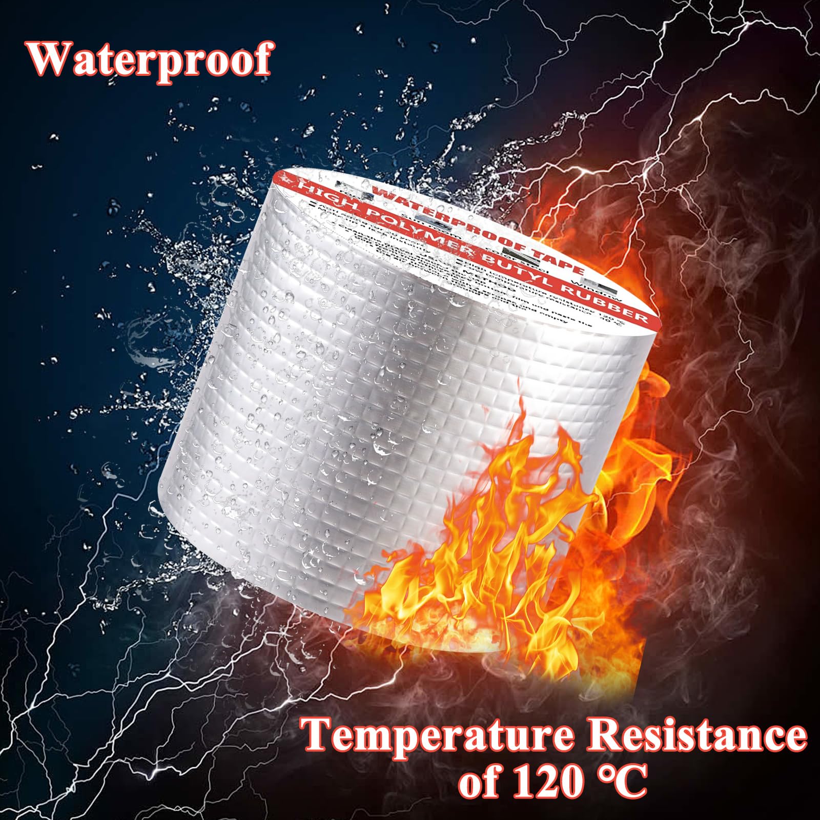 AKOLAFE 2 Roll Butyl Tape 100mm x 5m Waterproof Aluminum Foil Tape Insulation Heavy Duty Repair Sealan Tapes for RV Repair Window - Image 3