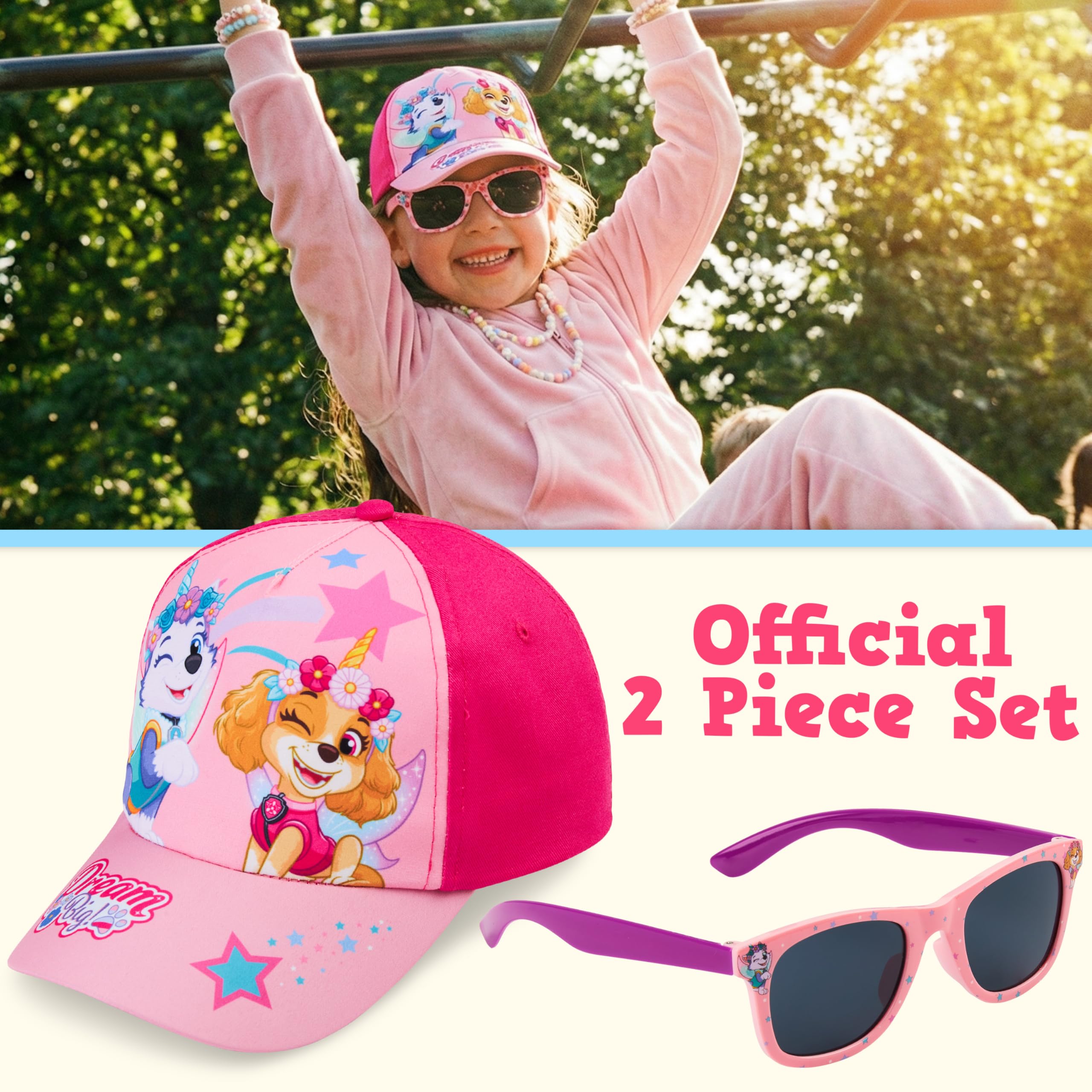 Paw Patrol | Peppa Pig Gorra Niña Ajustable con Gafas de Sol Protección UV400, Conjunto Niña Verano, Viajes Accesorios — view 2