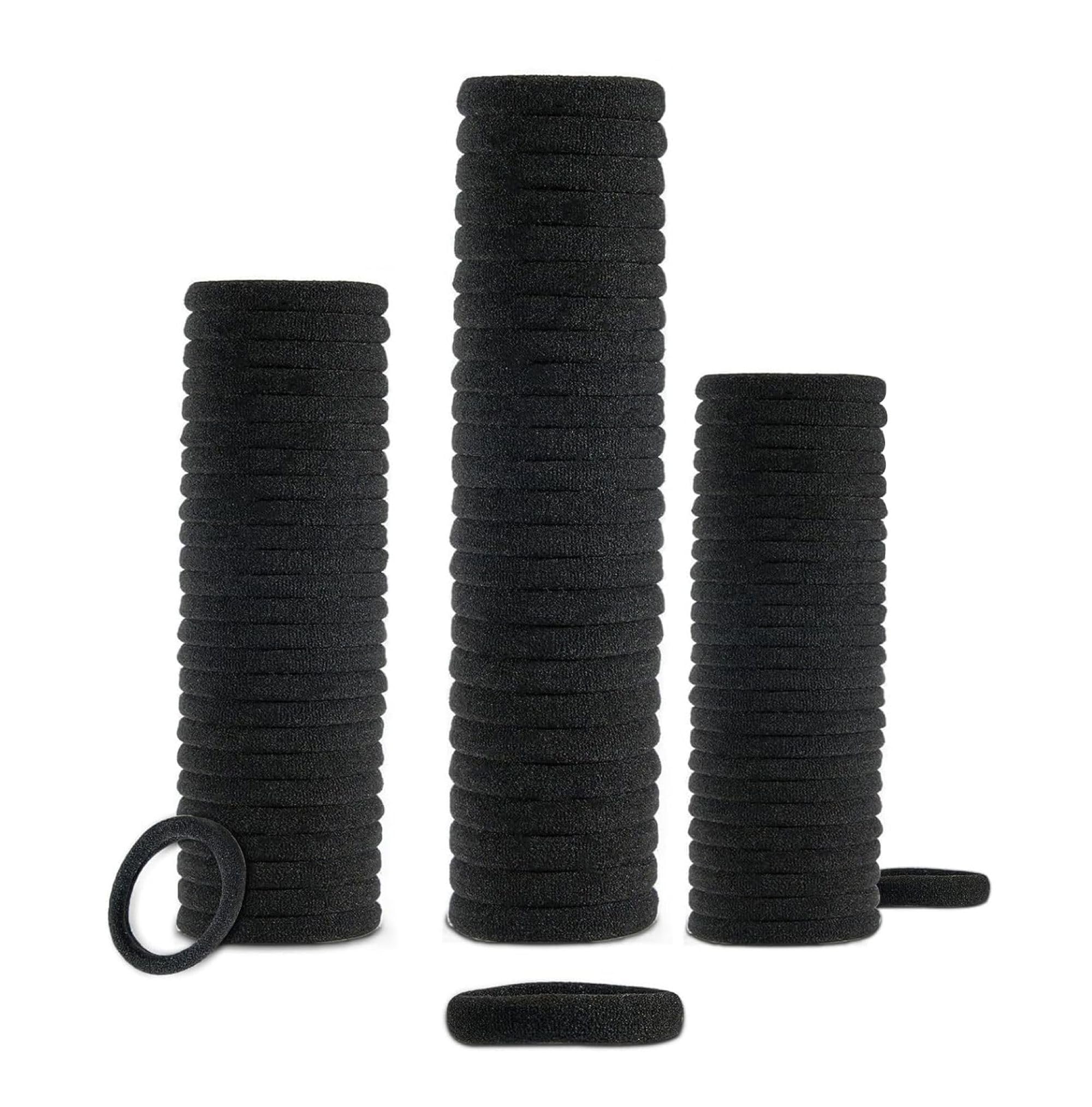 50 Stück Haargummis Schwarz,Starke, Nahtlose Baumwoll-Haargummis für Damen, Herren und Kinder, Vielseitige Haar-Accessoires