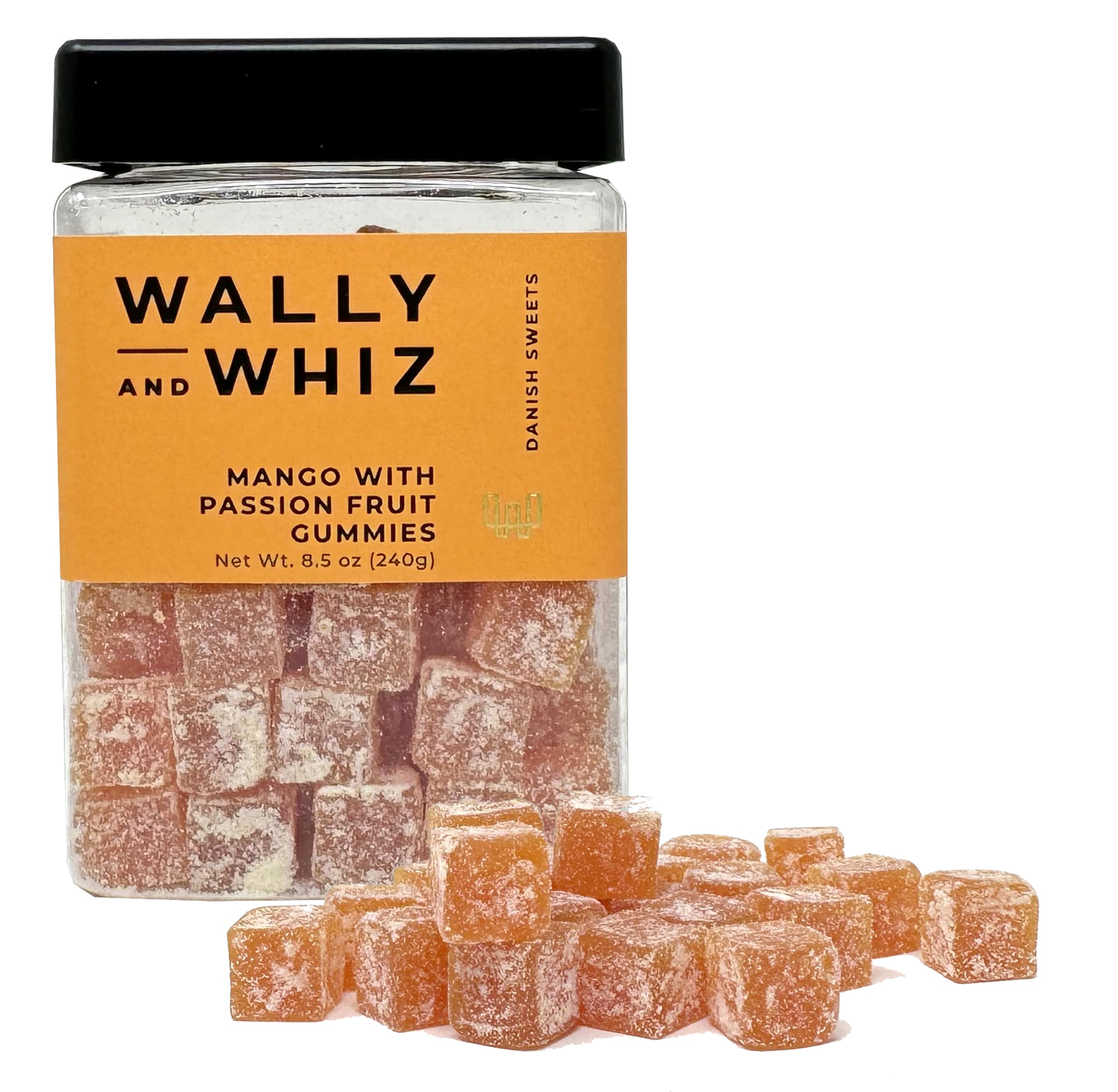 Wally & Whiz Danish Gummy Candy Mango with Passion Fruit Vegan Gummy Candy, Gluten-Free Gummies 8.5 Ounce