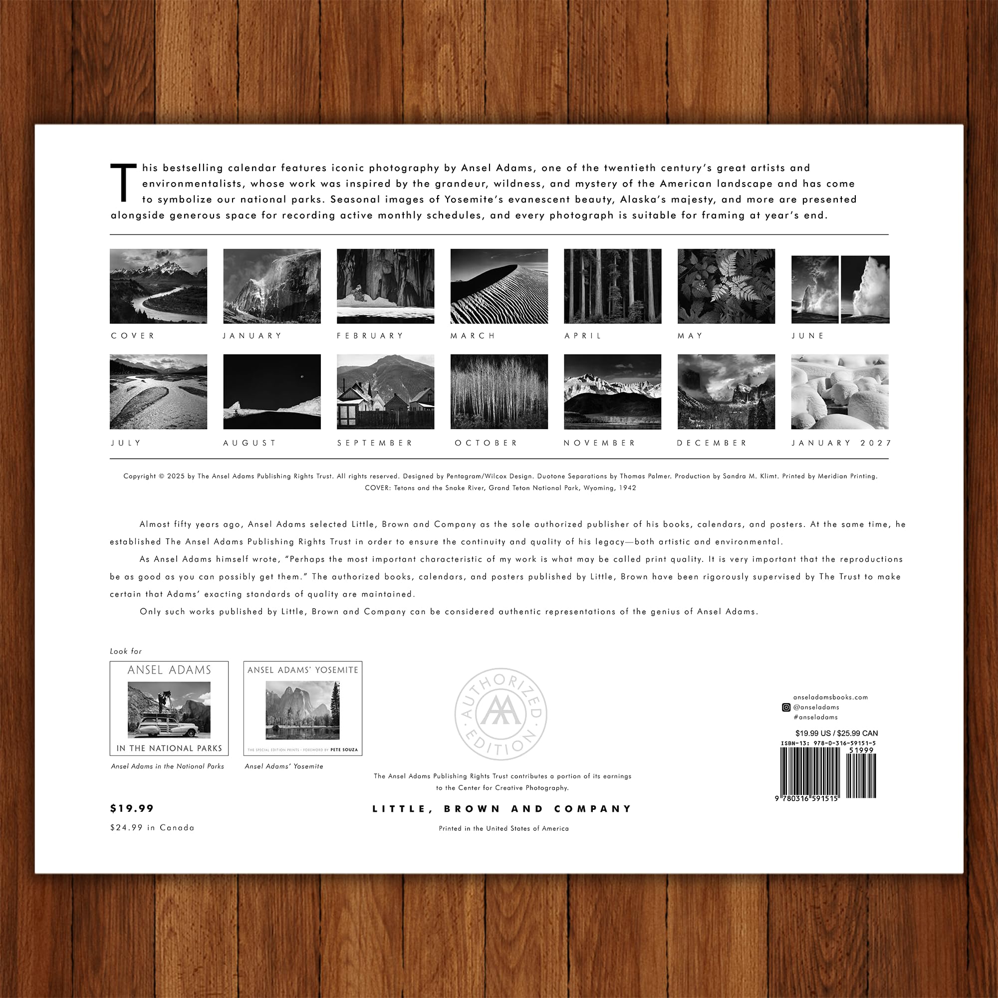 Ansel Adams 2026 Wall Calendar: Authorized Edition (Monthly Calendar)